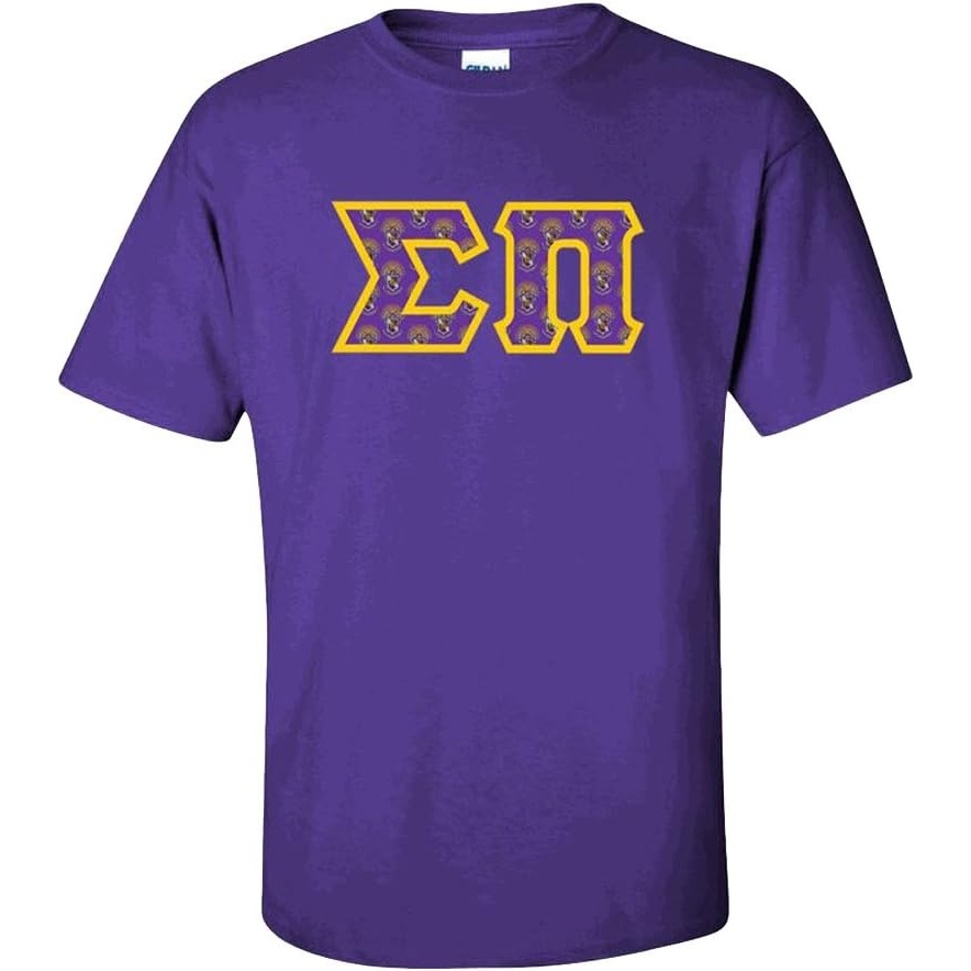 image:imageSigma PI Fraternity Crest Twill Letter TeePurple