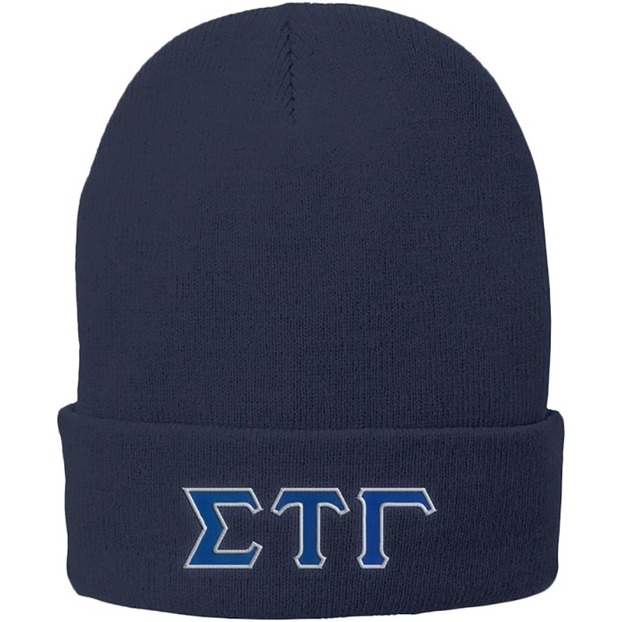 image:imageSigma Tau Gamma Big Greek Lettered Knit CapNavy Blue