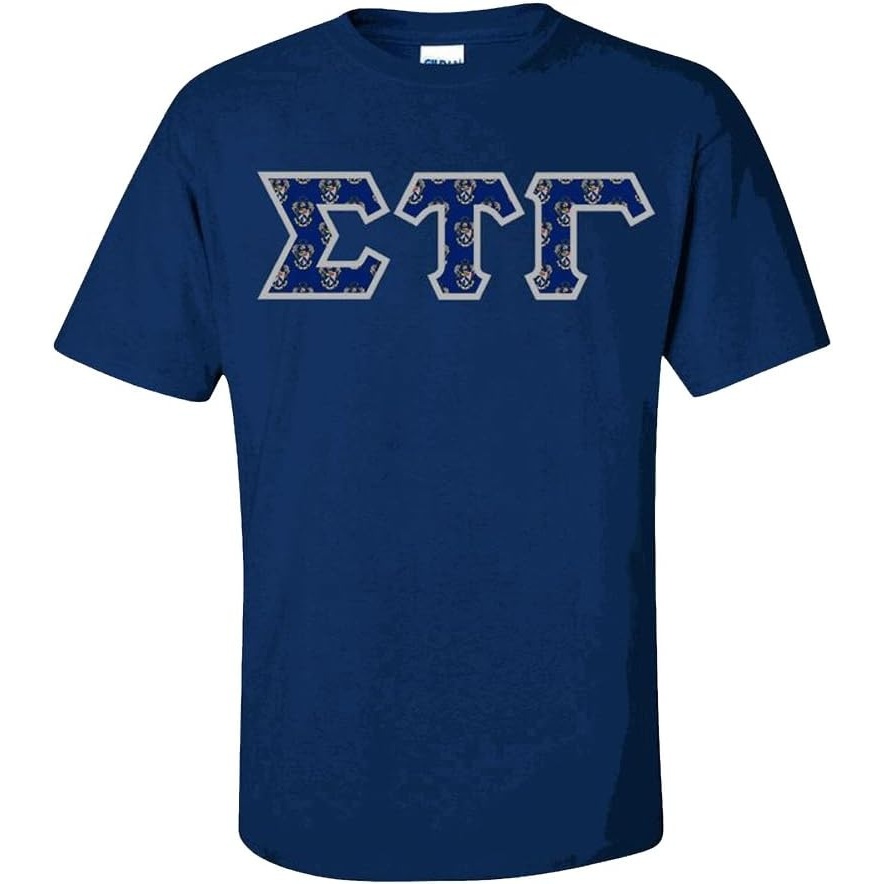 image:imageSigma Tau Gamma Fraternity Crest Twill Letter TeeNavy Blue