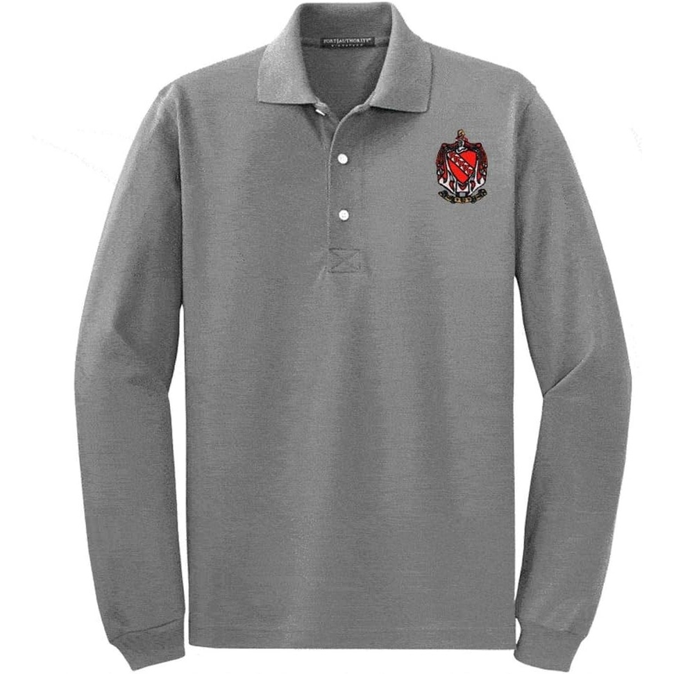 image:imageTau Kappa Epsilon TKE Emblem Long Sleeve PoloCool Grey