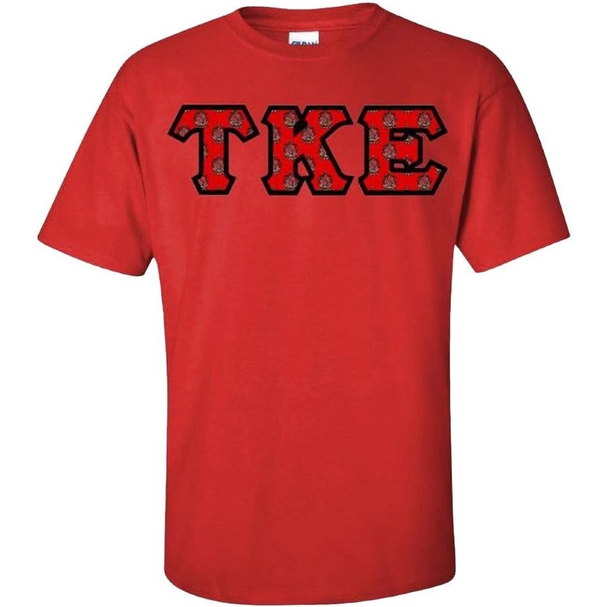 image:imageTau Kappa Epsilon TKE Fraternity Crest Twill Letter TeeRed