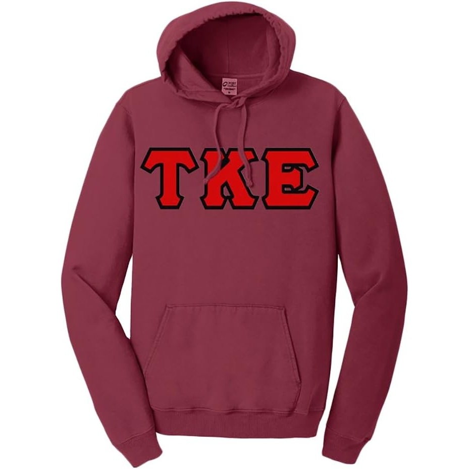 image:imageTau Kappa Epsilon TKE PigmentDyed Lettered Hooded SweatshirtMerlot