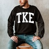 Tau Kappa Epsilon TKE Arched Greek Letter Crewneck Sweatshirt Black(Black)