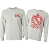 Tau Kappa Epsilon TKE World Famous Crest Long Sleeve T-Shirts(Light Grey)