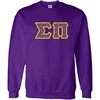 Greekgear Sigma PI Fraternity Crest Twill Letter Crewneck Sweatshirt(Purple)