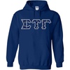 Greekgear Sigma Tau Gamma Fraternity Crest Twill Letter Hooded Sweatshirt(Navy Blue)