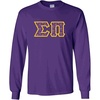 Sigma PI Fraternity Crest Twill Letter Longsleeve Tee(Purple)