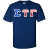 Sigma Tau Gamma Greek Letter American Flag Tee(Royal Blue)