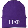Tau Epsilon Phi Greek Letter Knit Cap(Purple W/White Thread Color)