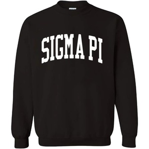 Greekgear Men’s Sigma Pi Nickname Arched Crewneck Sweatshirt Black(Black)