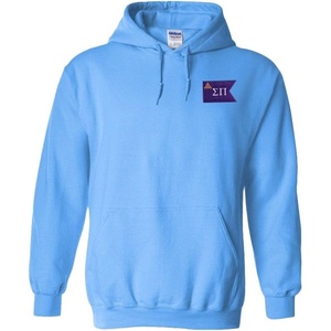 Greekgear Sigma Pi Flag Patch Hooded Sweatshirt(Light Blue)