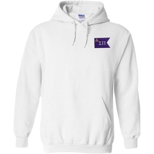 Greekgear Sigma Pi Flag Patch Hooded Sweatshirt(White)