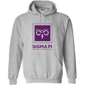 Greekgear Sigma Pi Logo Hooded Sweatshirt(Sports Grey)