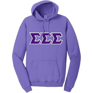 Greekgear Sigma Sigma Sigma Pigment-Dyed Lettered Hooded Sweatshirt(Amethyst)