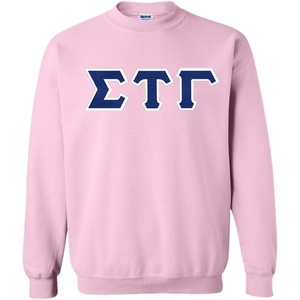 Greekgear Sigma Tau Gamma Lettered Crewneck(Light Pink)