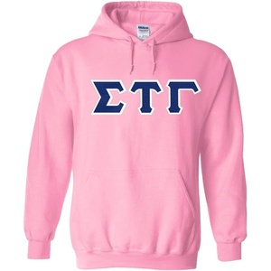 Greekgear Sigma Tau Gamma Lettered Hooded Sweatshirt(Light Pink)