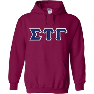 Greekgear Sigma Tau Gamma Lettered Hooded Sweatshirt(Magenta Pink)