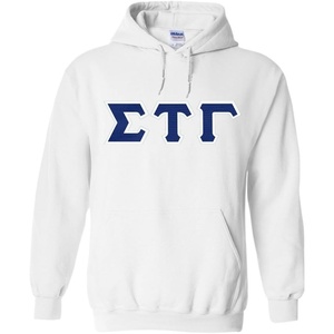 Greekgear Sigma Tau Gamma Lettered Hooded Sweatshirt(White)