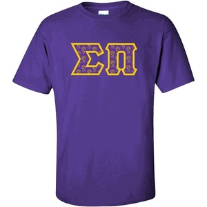 Sigma PI Fraternity Crest Twill Letter Tee(Purple)
