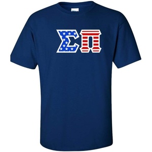 Sigma PI Greek Letter American Flag Tee(Royal Blue)