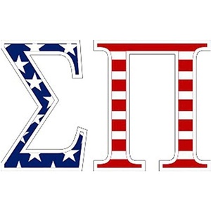 Sigma Pi American Flag Greek Letter Sticker – 2.5″ Tall