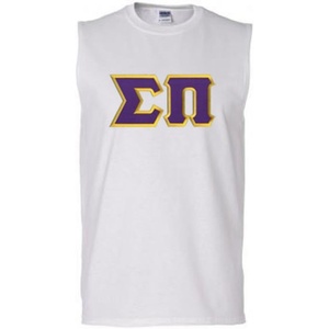 Sigma Pi Lettered Sleeveless Tee(White)