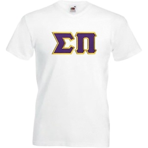 Sigma Pi Lettered V-Neck T-Shirt(White)