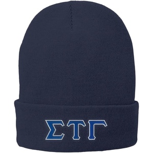 Sigma Tau Gamma Big Greek Lettered Knit Cap(Navy Blue)