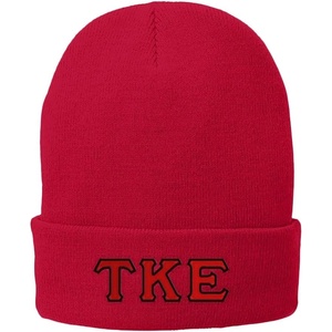 Tau Kappa Epsilon TKE Big Greek Lettered Knit Cap(Athletic Red)