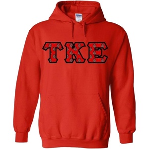 Tau Kappa Epsilon TKE Fraternity Crest Twill Letter Hooded Sweatshirt(Red)
