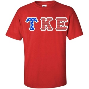 Tau Kappa Epsilon TKE Greek Letter American Flag Tee(Red)