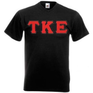 Tau Kappa Epsilon TKE Lettered V-Neck T-Shirts(Black)