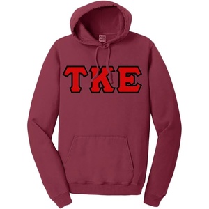 Tau Kappa Epsilon TKE Pigment-Dyed Lettered Hooded Sweatshirt(Merlot)