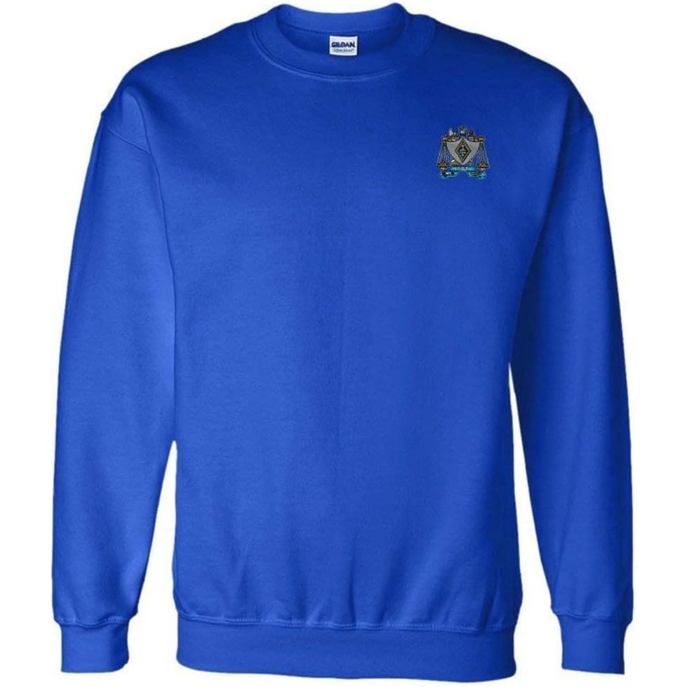 image:imageGreekgear Zeta Beta Tau World Famous Crest  Shield PATCH Crewneck SweatshirtRoyal Blue