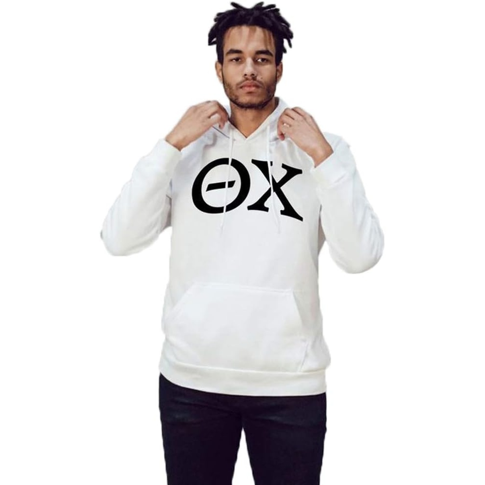 image:imageTheta Chi Arched Greek Letter Hooded SweatshirtWhite