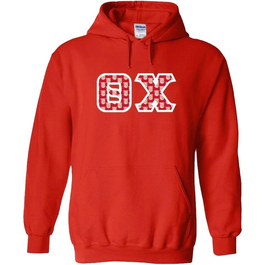 image:imageTheta Chi Fraternity Crest Twill Letter Hooded SweatshirtRed