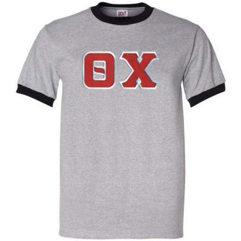 image:imageTheta Chi Lettered Ringer ShirtAthletic HeatherBlack