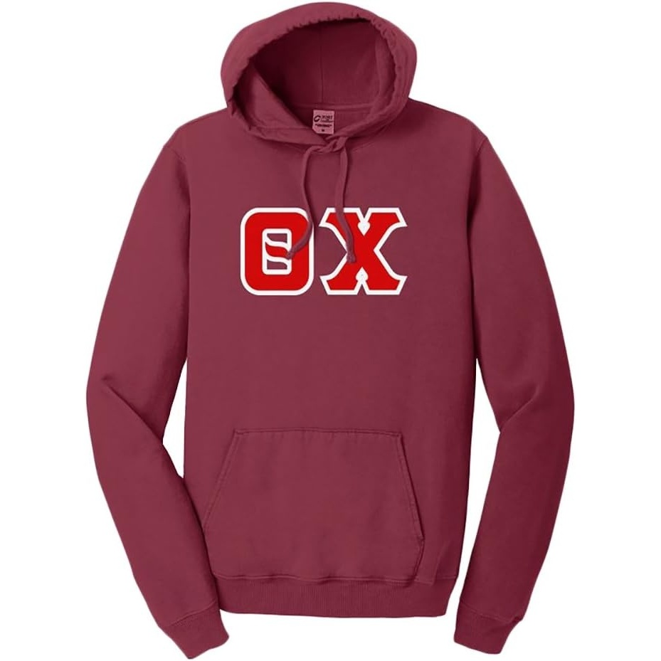 image:imageTheta Chi PigmentDyed Lettered Hooded SweatshirtMerlot