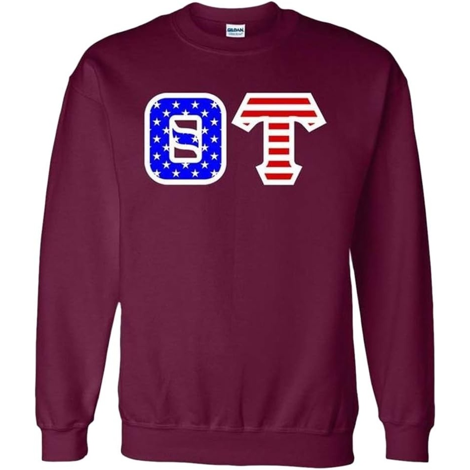 image:imageTheta Tau Greek Letter American Flag CrewneckMaroon