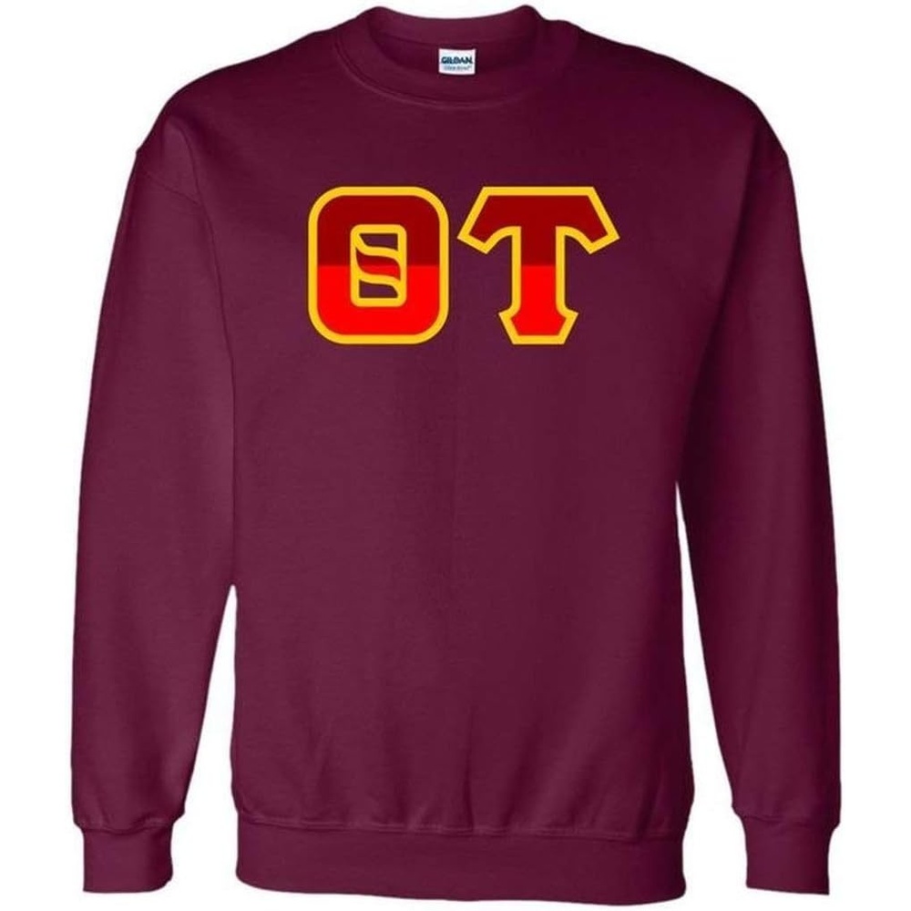 image:imageTheta Tau Two Tone Greek Lettered Crewneck SweatshirtMaroon