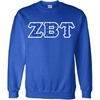 Greekgear Zeta Beta Tau ZBT Fraternity Crest Twill Letter Crewneck Sweatshirt(Royal Blue)