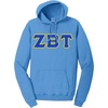 Greekgear Zeta Beta Tau ZBT Pigment-Dyed Lettered Hooded Sweatshirt(Blue Moon)