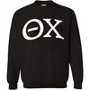 Theta Chi Arched Greek Letter Crewneck Sweatshirt Black(Black)