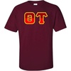 Theta Tau Two Tone Greek Lettered T-Shirt(Maroon)