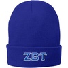 Zeta Beta Tau ZBT Big Greek Lettered Knit Cap(Athletic Royal)