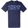 Zeta Beta Tau ZBT Lettered V-Neck T-Shirt(Navy Blue)