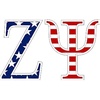 Zeta Psi American Flag Greek Letter Sticker – 2.5″ Tall