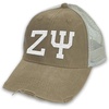 Zeta Psi Distressed Trucker Hat(Khaki/ Tan)