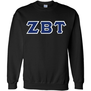 Greekgear Zeta Beta Tau Lettered Crewneck(Black)