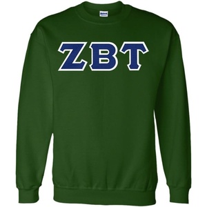 Greekgear Zeta Beta Tau Lettered Crewneck(Forest Green)
